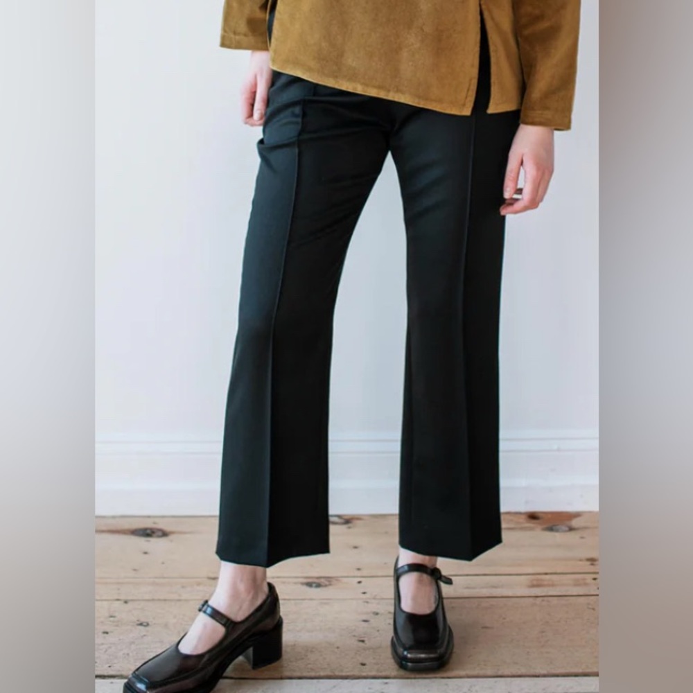 New Kallmeyer Helena Cropped Pintuck Trousers Pants Black 8 $525